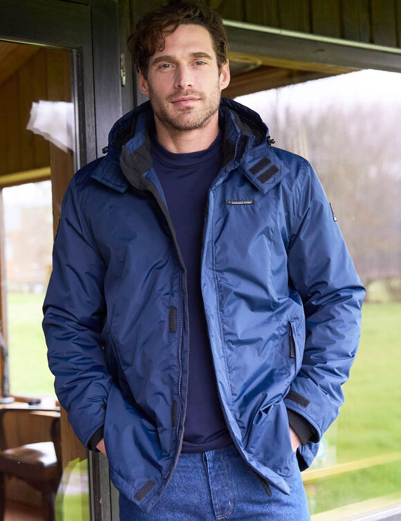 Parka imperméable doublée polaire à capuche (marine)