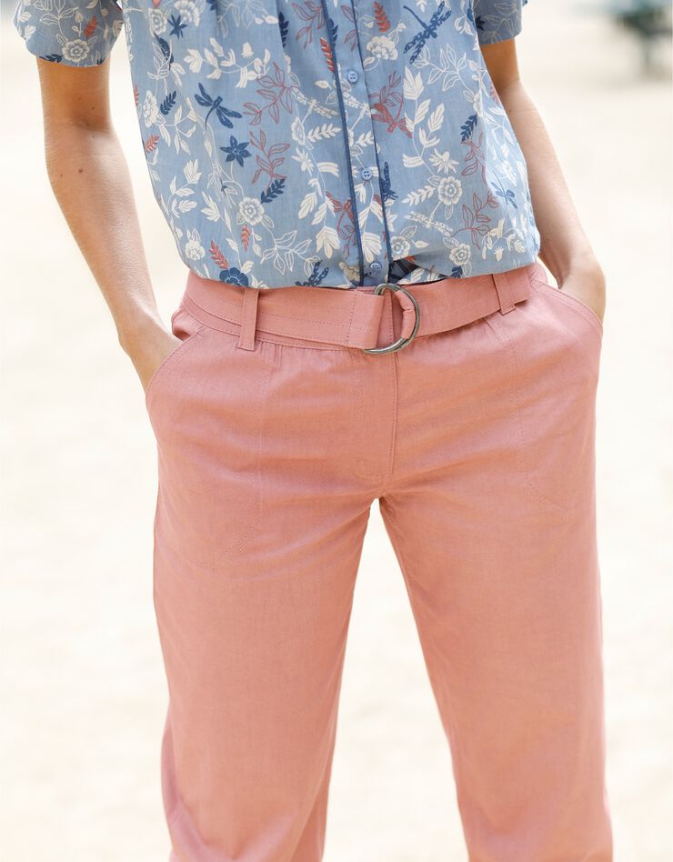 Pantalon droit ceinturé (bois de rose) Pantalon droit ceinturé (bois de rose)