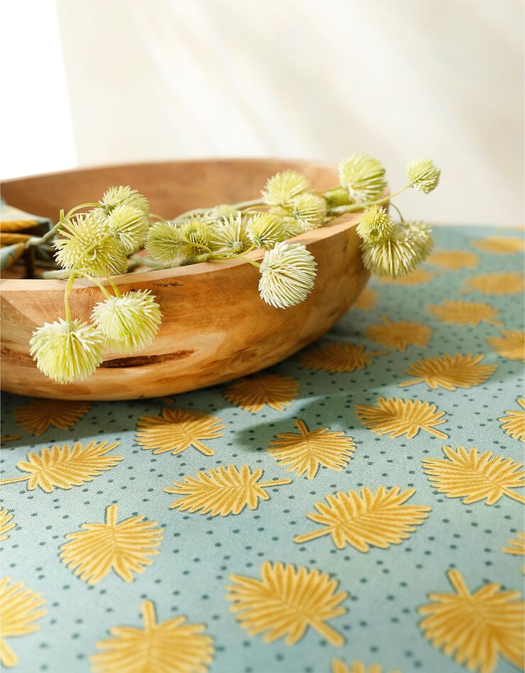 Nappe coton imprimé palmettes (kaki / jaune)