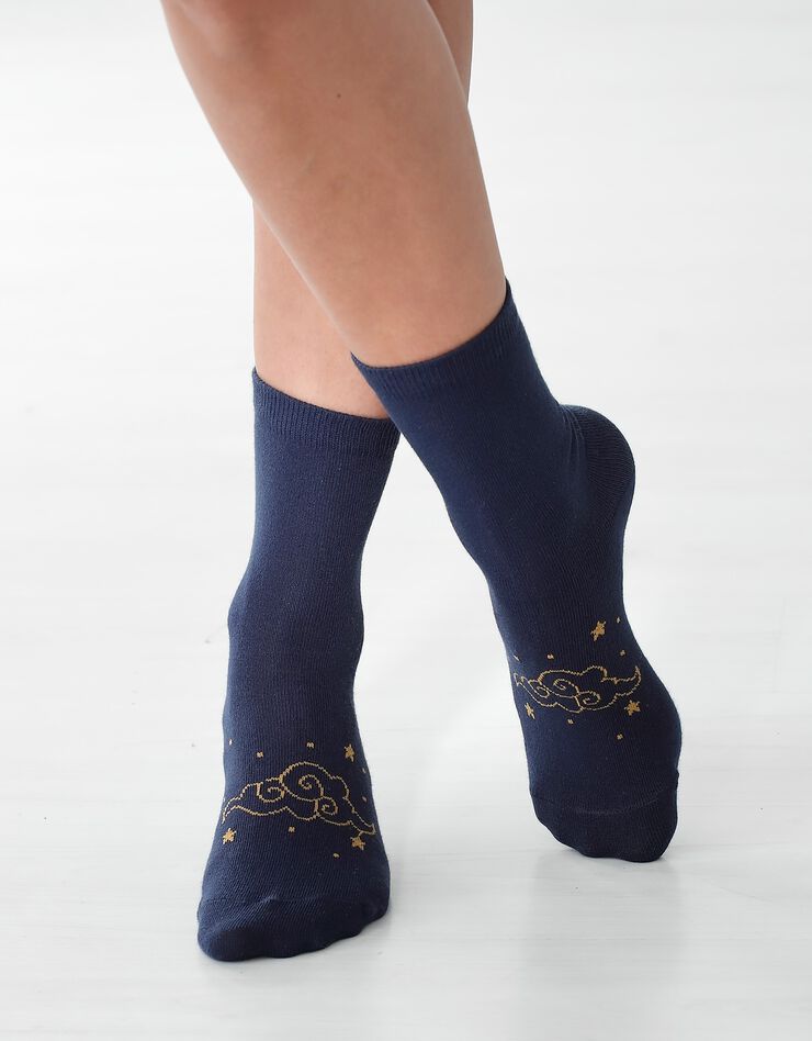 Chaussettes motif astres - lot de 4 paires (marine / bleu canard) Chaussettes motif astres - lot de 4 paires (marine / bleu canard)