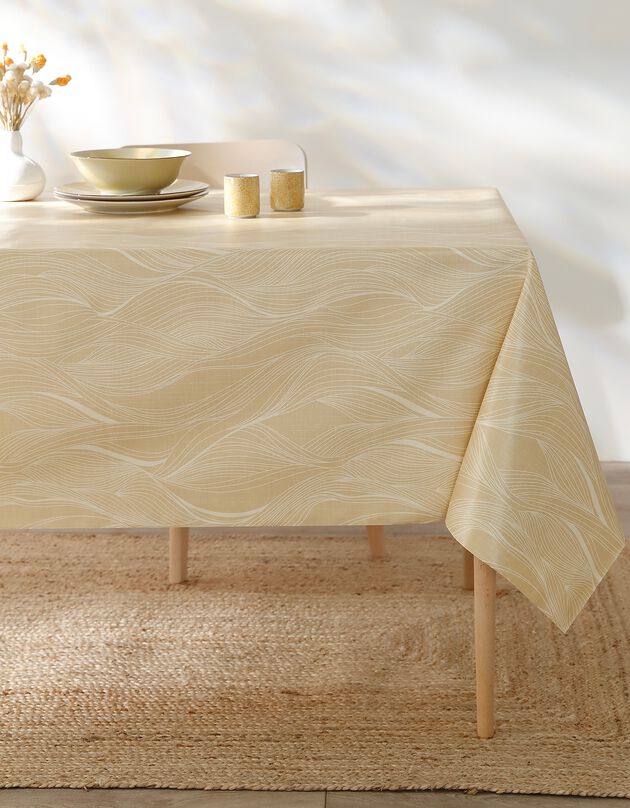 Nappe toile cirée imprimée vagues (jaune)