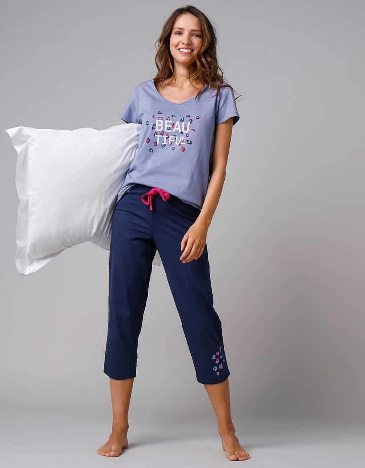 Pantacourt pyjama Beautiful uni imprimé placé (marine) Pantacourt pyjama Beautiful uni imprimé placé (marine)