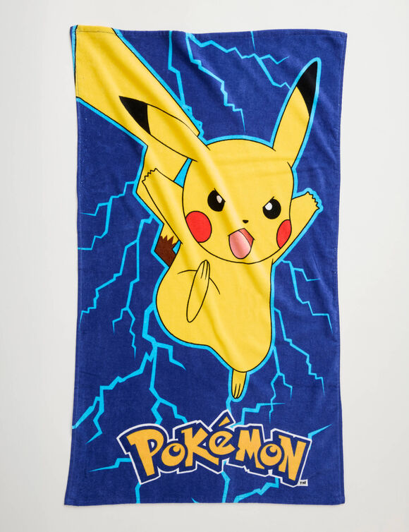 Drap de bain enfant Pokemon&reg;, &eacute;ponge et velours coton - 320g/m2 (bleu)