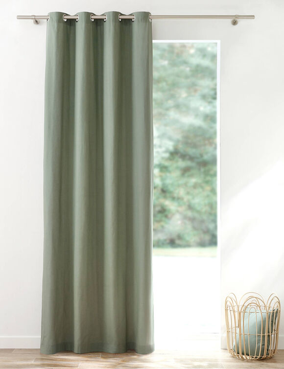 Rideau occultant bachette uni (eucalyptus)