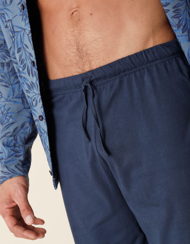 Pyjama coton fantaisie manches longues (marine)