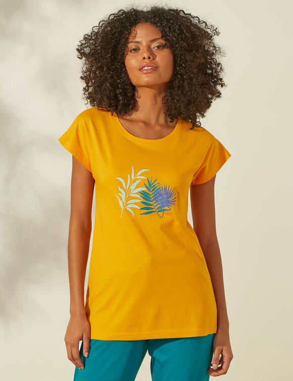 T-shirt de pyjama imprimé tropical (safran)