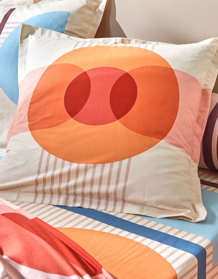 Linge de lit Move imprimé géométrique multicolore - coton (beige)