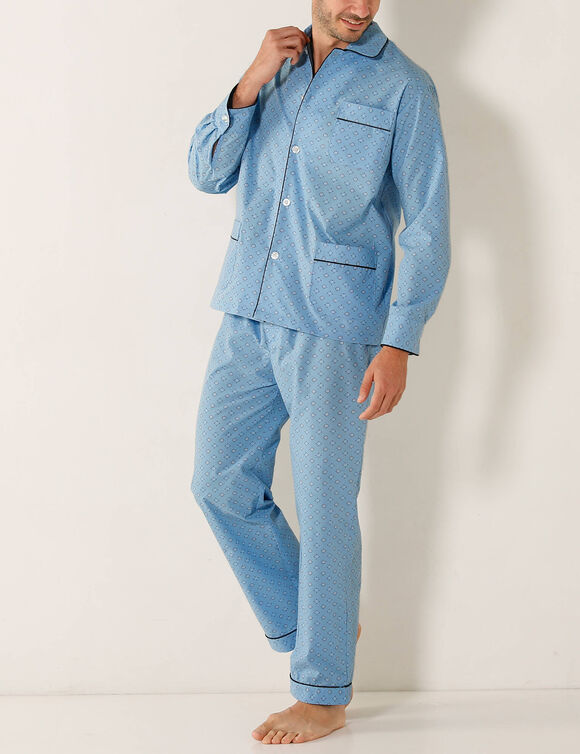 Pyjama imprim&eacute; popeline polycoton  (bleu)