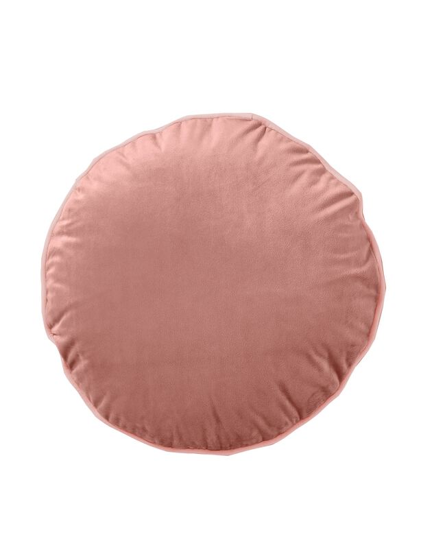 Coussin rond garni en velours (rose)