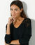 T-shirt col V manches longues dentelle (noir)