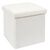 Coffre-pouf pliable, revêtement tissu côtelé (blanc)