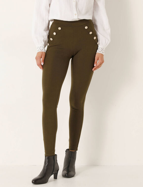 Legging effet pont, taille élastiquée (kaki)