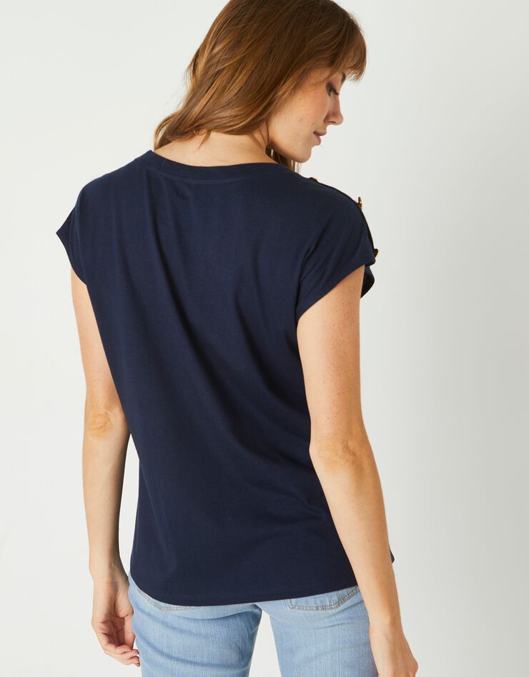 Tee-shirt épaules boutonnées (marine) Tee-shirt épaules boutonnées (marine)