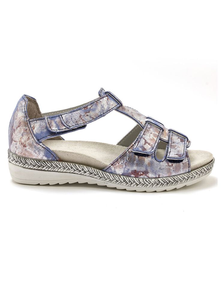 Sandales scratchées en cuir (bleu) Sandales scratchées en cuir (bleu)