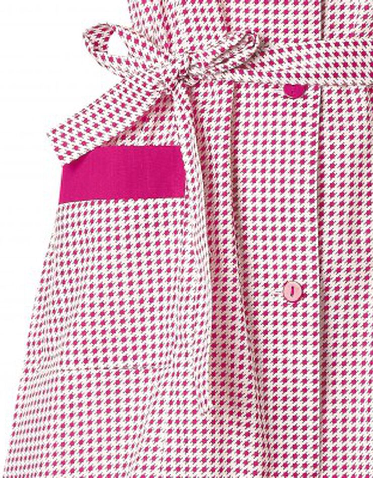 Tablier cuisine sans manches brodé imprimé pied-de-poule (fuchsia) Tablier cuisine sans manches brodé imprimé pied-de-poule (fuchsia)