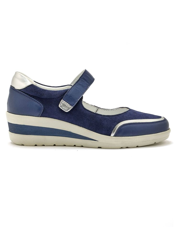 Babies scratchées compensées en cuir (marine) Babies scratchées compensées en cuir (marine)