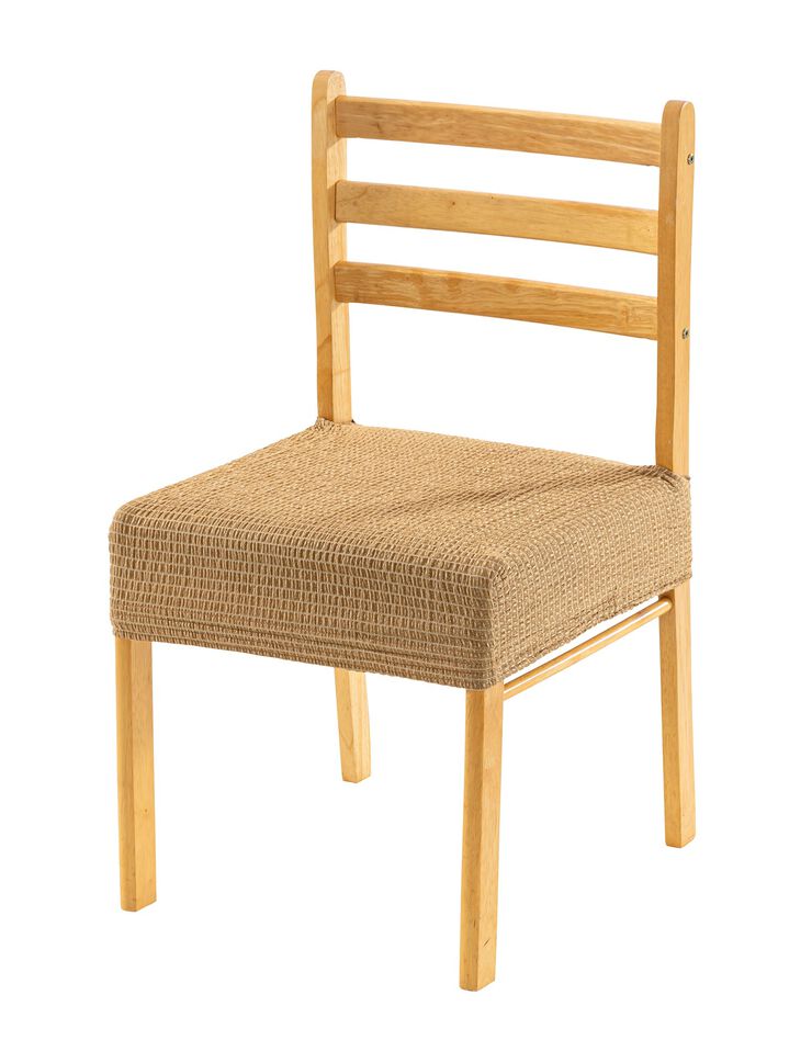 Housse extensible pour assise de chaise - lot de 2 (beige foncé)