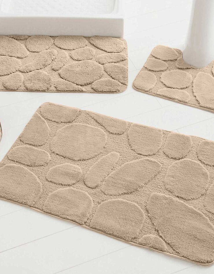 Tapis de bain motif galets (sable)