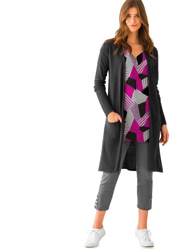 Long gilet toucher cachemire (noir) Long gilet toucher cachemire (noir)