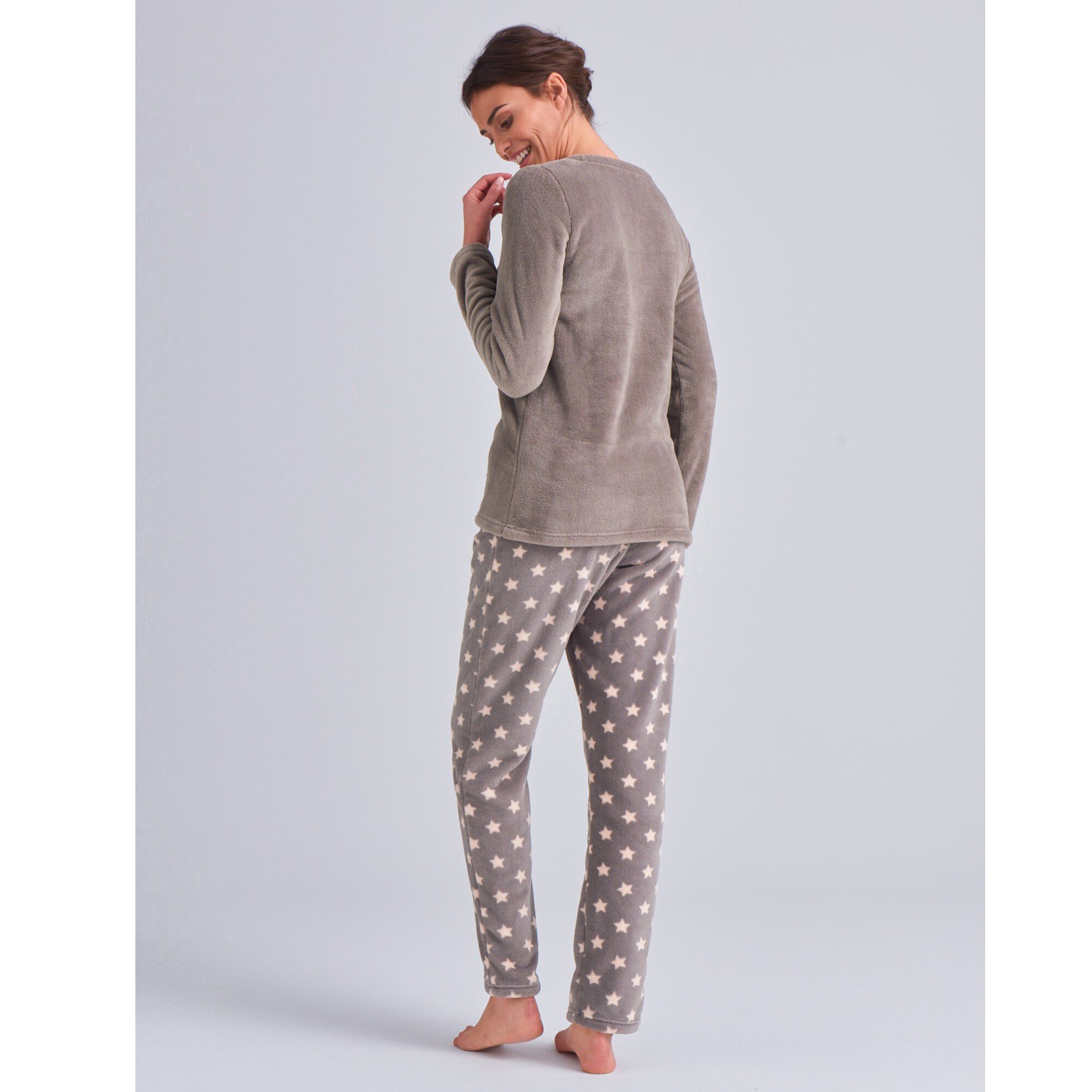 Pyjama Polaire Imprimé Pois Toucher Peluche Manches Longues Blacheporte Femme Vêtements Sous-vêtements vêtements de nuit Pyjamas 