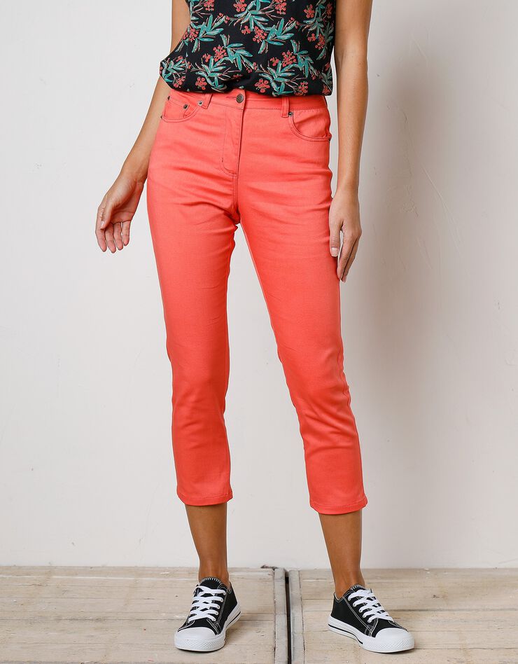 Pantacourt coupe fuselée couleur (mandarine) Pantacourt coupe fuselée couleur (mandarine)