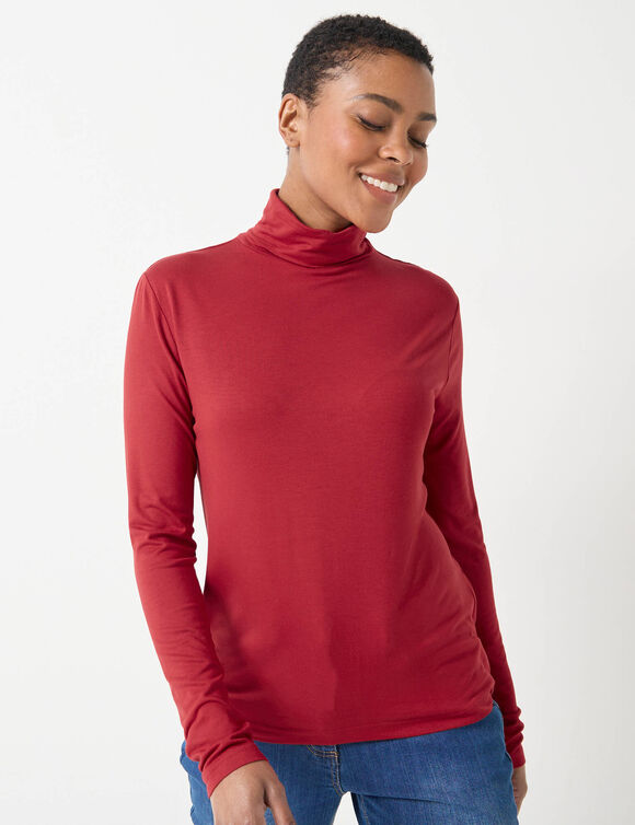 Sous-pull uni col roul&eacute; stretch (rouge fonc&eacute;)