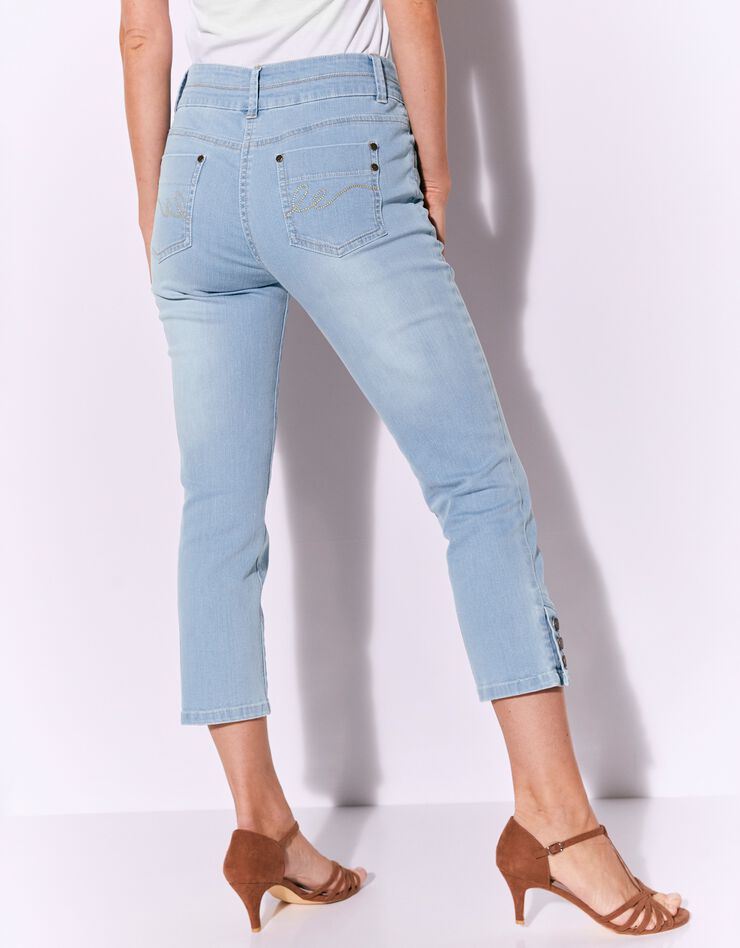 Pantacourt fuselé base boutonnée, jean stretch (bleached) Pantacourt fuselé base boutonnée, jean stretch (bleached)