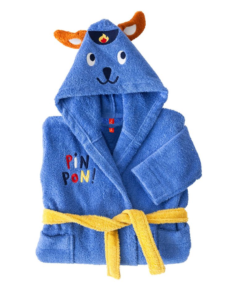 Peignoir de bain enfant Pin-pon à capuche éponge coton - 380g/m2 (bleu dur)
