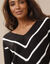 Pull col V rayé, maille anglaise toucher doux (noir / blanc)