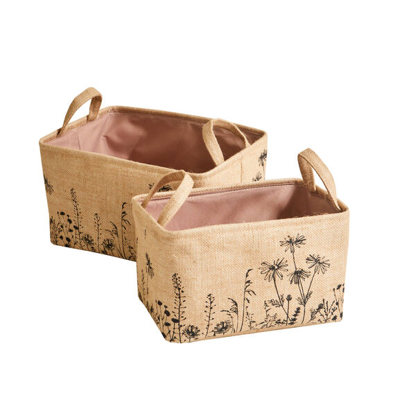 Panier en jute imprimé - lot de 2 (ficelle)