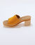 Mules compens&eacute;es style sabot cro&ucirc;te de cuir (jaune)