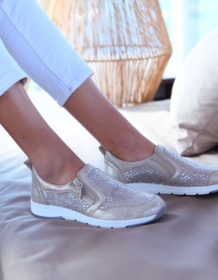 Sans-gêne zippées ultra flexibles en cuir (beige) Sans-gêne zippées ultra flexibles en cuir (beige)