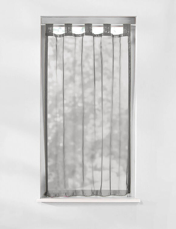 Vitrage droit voile uni finition pattes (gris)