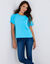 T-shirt "loose" en coton, uni (bleu turquoise)