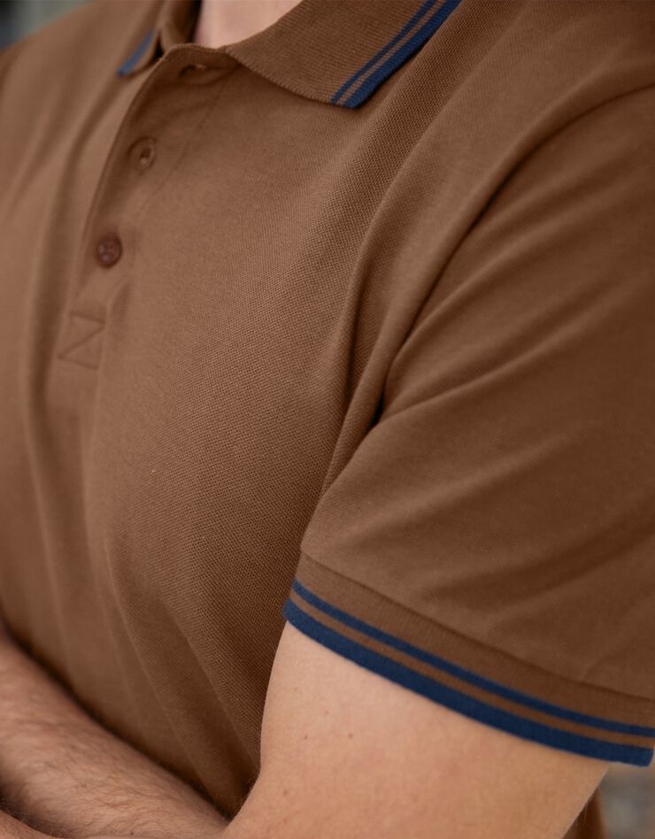 Polo uni maille piquée manches courtes (cuivre)