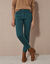 Pantalon 7/8ème fuselé stretch uni (vert sapin)