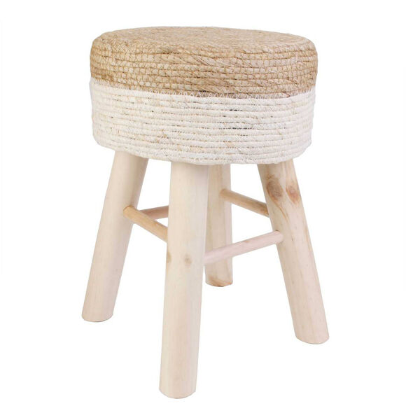 Tabouret avec assise bicolore tress&eacute;e  (naturel)