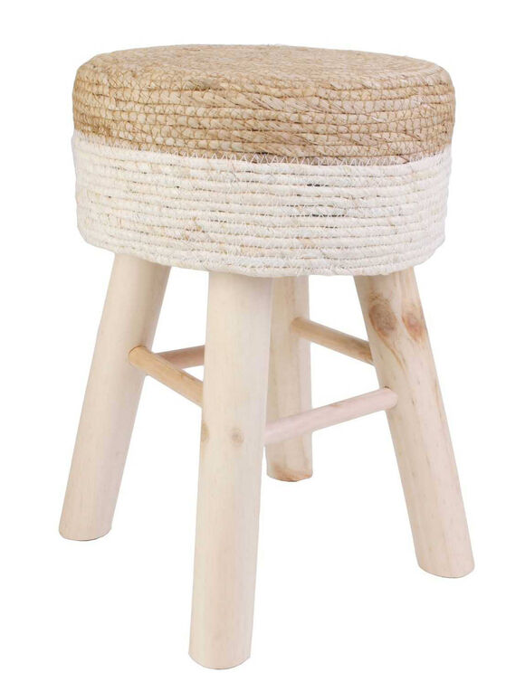 Tabouret avec assise bicolore tress&eacute;e  (naturel)