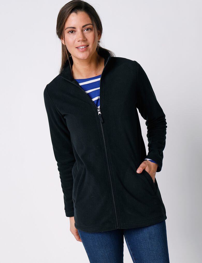 Veste polaire zipp?�e manches longues, noir | Blancheporte