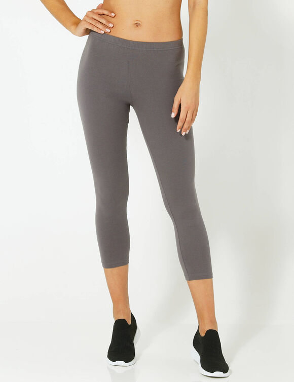 Legging 3/4 maille taille &eacute;lastiqu&eacute;e (anthracite)