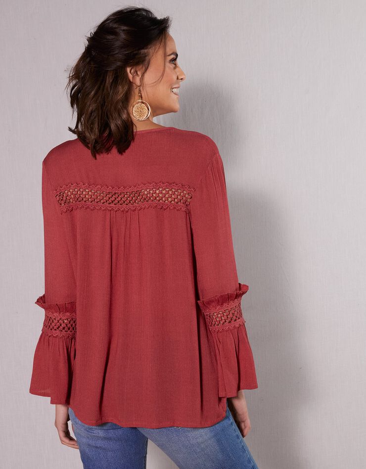 Blouse unie détails macramé (terracotta) Blouse unie détails macramé (terracotta)