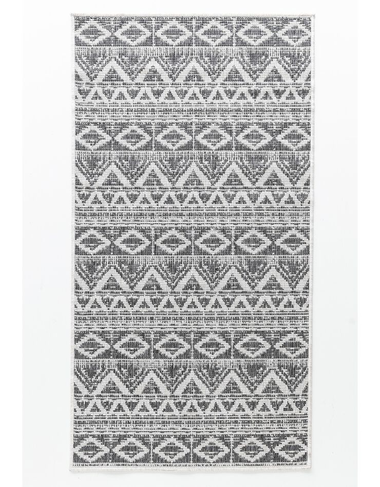 Tapis rectangulaire tissé réversible Bandana (blanc/gris) Tapis rectangulaire tissé réversible Bandana (blanc/gris)