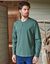 T-shirt col tunisien manches longues (vert)