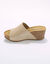 Mules compensées en cuir et talon liège (beige)