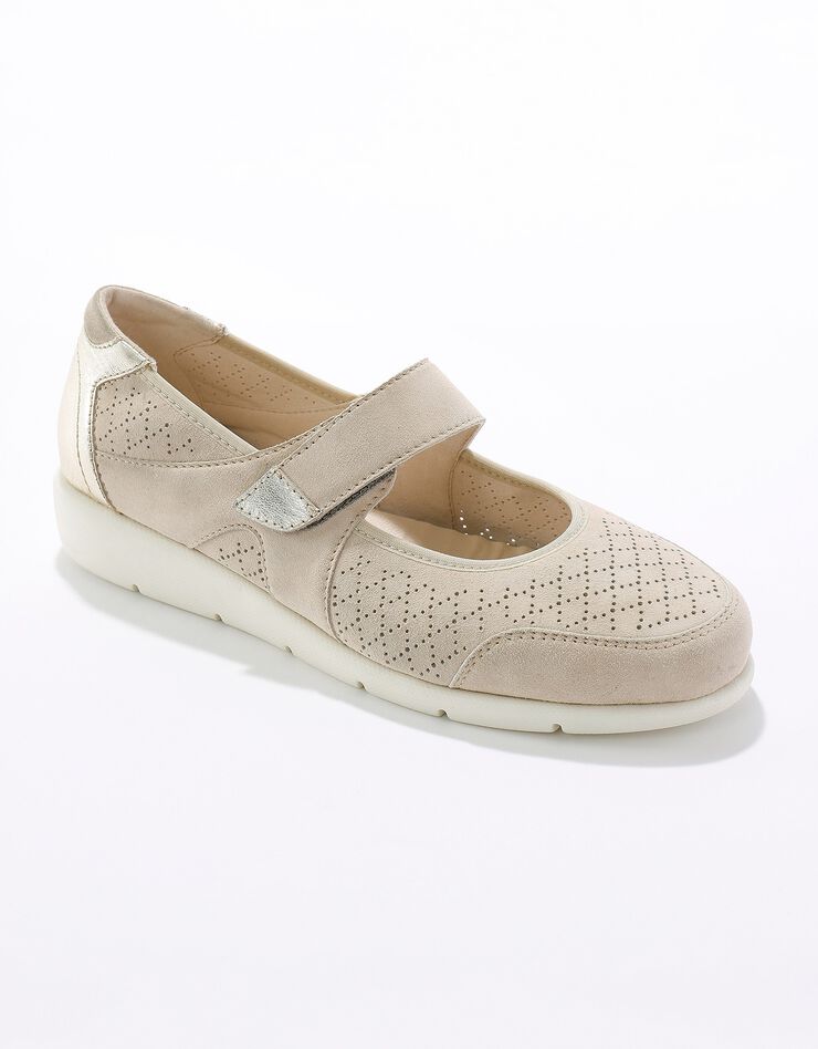 Babies scratchées en cuir ajouré (beige) Babies scratchées en cuir ajouré (beige)
