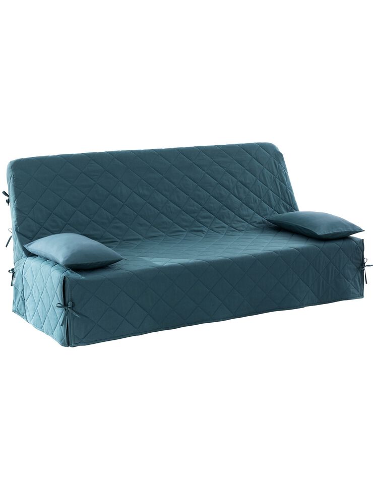 Housse clic-clac standard matelassée coton bachette uni (bleu)