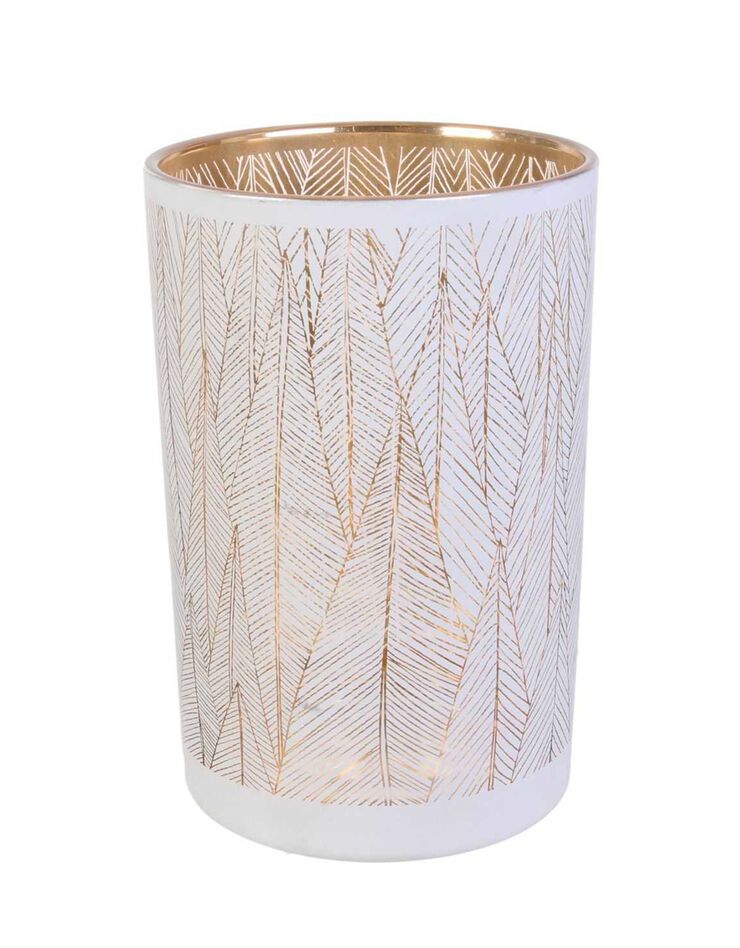 Vase en verre blanc et doré motifs feuilles - hauteur 20 cm (BLANC/DORÉ)