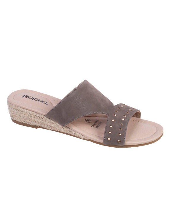 Mules compens&eacute;es corde (taupe)