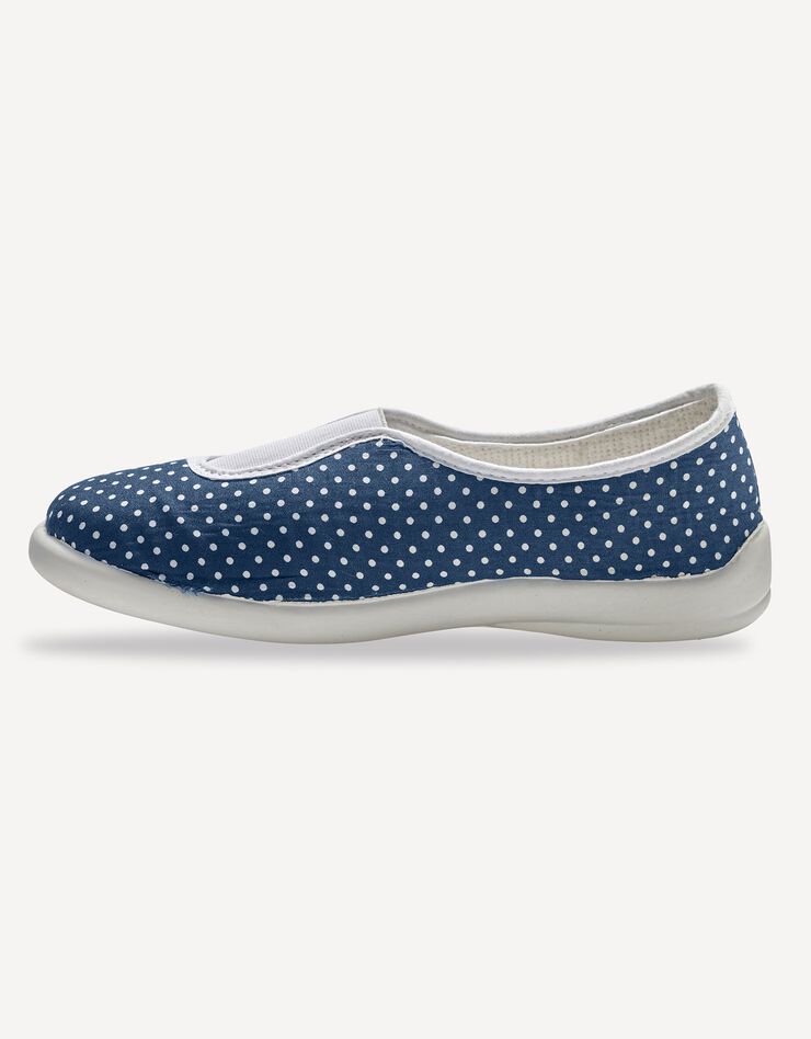 Ballerine d'intérieur élastiquée imprimée pois (bleu) Ballerine d'intérieur élastiquée imprimée pois (bleu)