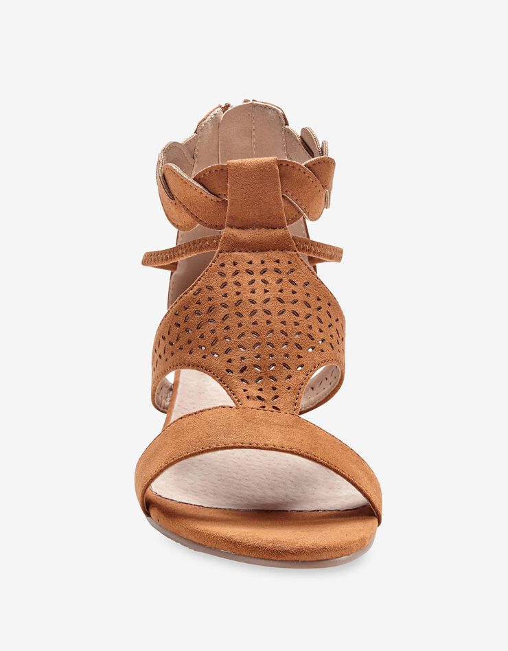 Sandales compensées tressées et perforées (beige foncé)